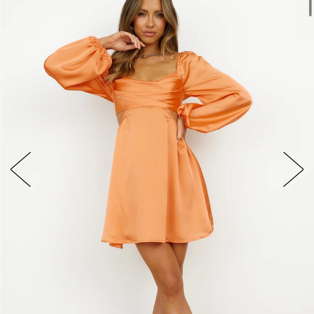 Orange Satin Mini Dress